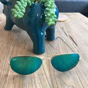 Ray Ban Aviators, Blue/Green Lens